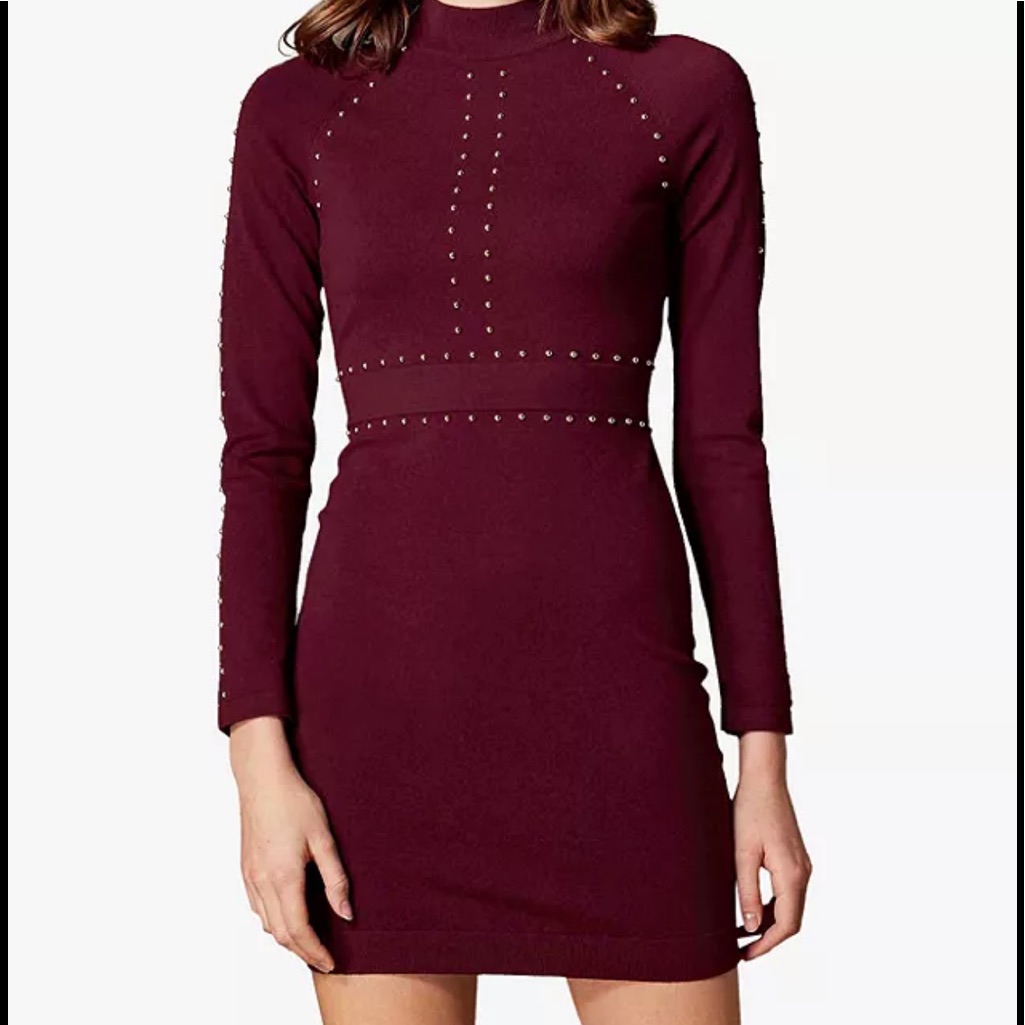 Karen Millen Dark Red Dress Size M Nwt